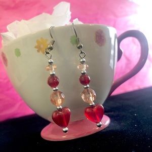 🧵Handcrafted 🧵 Red heart earrings